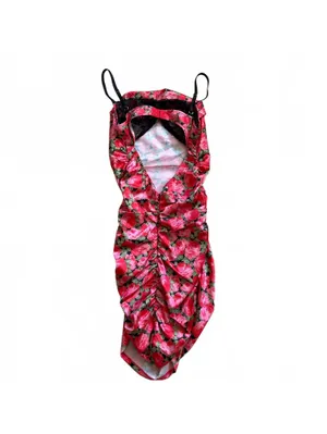 For Love & Lemons Madeline Mini Dress Peekaboo Satin Floral Women's Size Large thumbnail 9