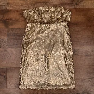 Sparkle & Fade Gold Sequin Strapless Party Dress thumbnail 8