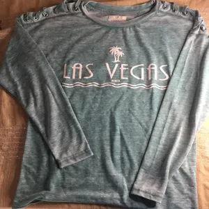 Bin 1 Women Tie Detail Las Vegas Sweatshirt/Shirt Pastel Green Size Small/Medium thumbnail 5