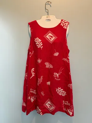 Paper Heart Red Linen Blend sleeveless mini dress size Large New With tags thumbnail 2