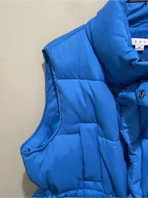 HYFVE Blue Puffer Vest Oversized Cinch Waist Quilted Winter Women Size Medium thumbnail 4