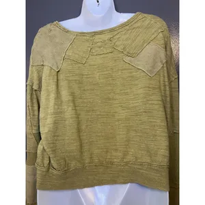 We The Free Shirt Womens Small Green Boat Neck Long Sleeve Cropped Patchwork thumbnail 8