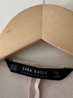 Zara Faux Suede Cream Beige Waterfall Draped Open‎ Blazer thumbnail 6