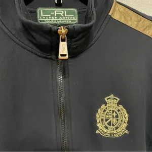 L-RL Lauren Active Ralph Lauren Black Gold Crest Full Zip Track Jacket XL thumbnail 5