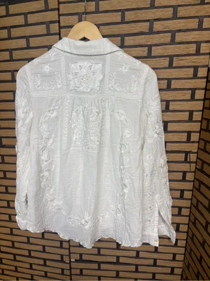 Sundance White Floral Button Down Shirt Size small thumbnail 8