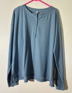 Halara Women's Sweatshirt Size XL Thumb Hole Waffle Casual Blue Oversized NEW thumbnail 1