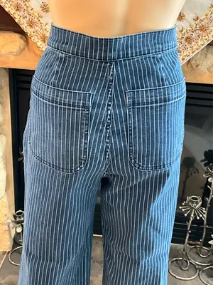 J Crew slim wide leg sailor jeans in stripes thumbnail 5