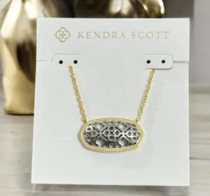 NWT! Kendra Scott Dollie Gold and Silver Filigree Pendant Necklace thumbnail 1