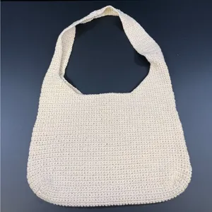 Vintage Women's Beige Floral Crochet Shoulder/Tote Bag SKU 5250 thumbnail 2