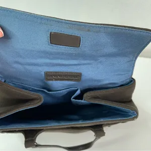 Vintage Banana Republic Brown Small Satchel Hand Bag Leather Wool like Preppy thumbnail 7