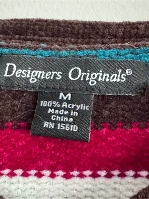 Designers Originals Striped V-Neck Sweater in Teal, Burgundy, Purple & Cream thumbnail 8
