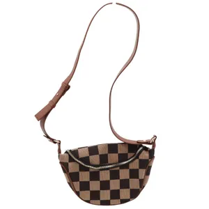Unbranded Crossbody Bag Womens OS Checkered Brown Crescent Sling Pouch Excellent thumbnail 2