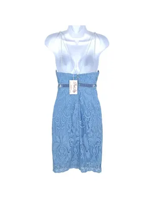 Pink Lily Lace Cutout Mini Dress Light Blue Size Small NWT Coquette Soft Girl thumbnail 7