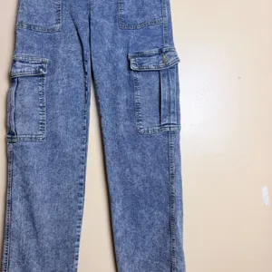 Between Us Cargo Jeans Juniors 26 Acid Wash Flare Straight Leg Y2K Denim thumbnail 7