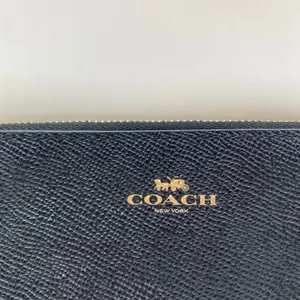 Coach Black Wristlet Wallet Zipper Closure Coin Purse Compact Coated Leather thumbnail 2