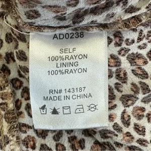 Womens Leopard Print Mini Dress Brown Animal Puff Sleeve Tie Front Size S thumbnail 6