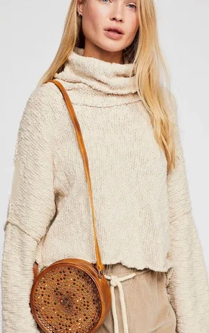 Beige Turtleneck Oversized Knit Sweater thumbnail 1