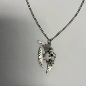Angelfish Necklace Silver Pewter Toned Vintage thumbnail 4