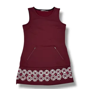 Athleta Sleeveless Tunic Fleece‎ Lined Scuba Knit Dress Maroon Small thumbnail 13