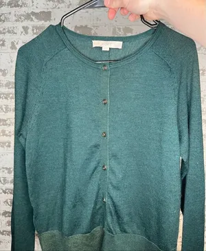 Loft | women green faux button sweater wool blend thumbnail 1