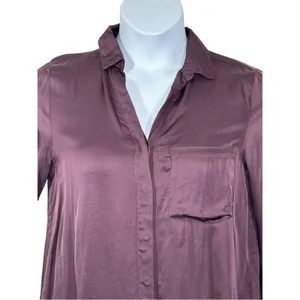 Young Fabulous & Broke Susan Blouse Small Plum Raisin Hidden Button Front NWOT thumbnail 8