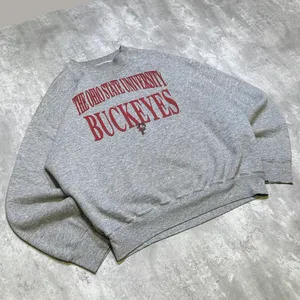 Fruit of the Loom Vintage 90s Ohio State Buckeyes University Red and Grey Crewneck Sweatshirt thumbnail 2
