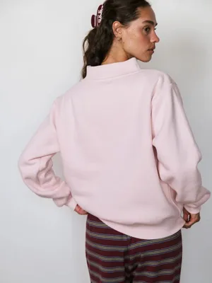 PARKE Varsity Fleece Rosewood Pink MockNeck Sweatshirt thumbnail 4