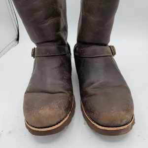 UGG Noira 1001733 Dark Brown Leather Shearling Moto Boots Womens 10 Biker thumbnail 3