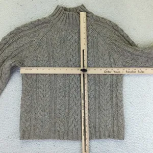 Vintage North Crest Cable Knit Mock Neck Sweater Womens Small Tan Acrylic‎ Wool thumbnail 8