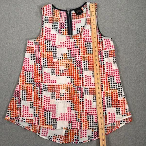 W5 Multicolor Printed Lightweight Blouse Women's Large Sleeveless Orange Red thumbnail 3