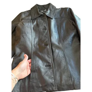 Banana Republic Vintage 1990s Black Leather Jacket Women's Small thumbnail 11