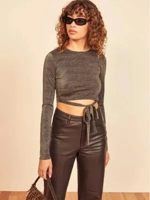 Reformation Jupiter Metallic Crop Top thumbnail 2