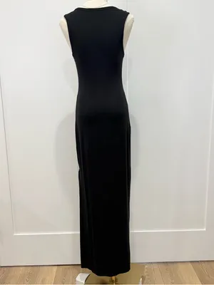 Quince Tencel Tank Maxi Dress Small Black Slit Minimal Vacation Classic Chic thumbnail 5