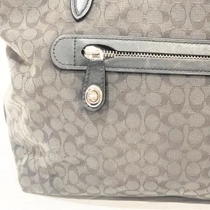 COACH #79579 Signature Taylor Tote Black &‎ Gray Jaquard with Leather Trim thumbnail 2