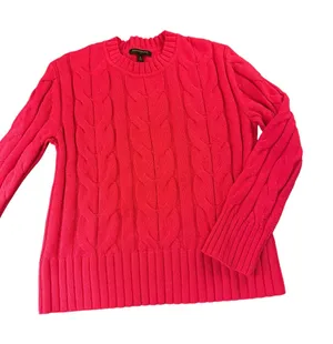 Banana Republic Pink Cable Knit Sweater M Chunky Braided Crewneck thumbnail 1
