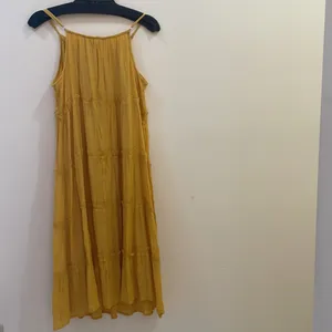 Mille Gabrielle Womens Tiered Boho Maxi Dress Size M Yellow Mustard color thumbnail 2