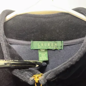 Lauren Ralph Lauren Black Velour‎ Full Zip Track Jacket Womens XL y2k bomber thumbnail 3