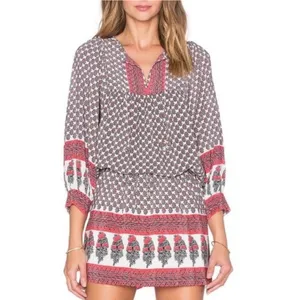 Ulla Johnson Bazaar Silk Mini Blouson Dress Light Indian Floral Print Size 2 thumbnail 7