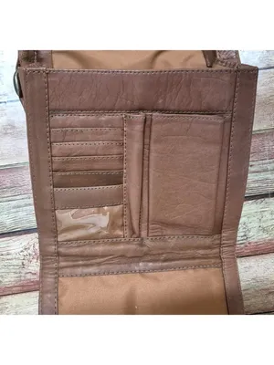 Brown Genuine Leather Crossbody Organizer Purse Bag TEXAS Star Adjustable Strap thumbnail 9