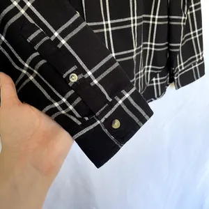 Jachs boyfriend black white checkered button down shirt pockets‎ women's M thumbnail 6