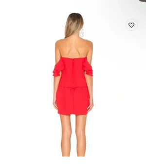 Amanda Uprichard Red Off The Shoulder Mini Dress thumbnail 2