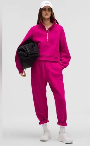 Lululemon NWT Scuba Oversized Funnel Neck Half Zip Ripened Raspberry Gold M L thumbnail 5