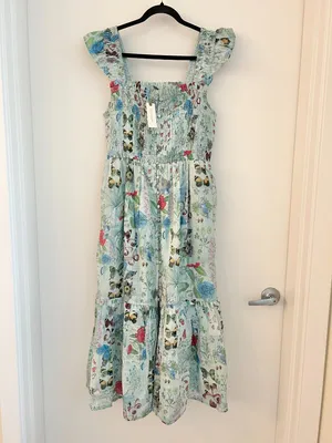 Anthropologie The Peregrine Square-Neck Midi Dress Butterfly Print Size M NWT thumbnail 4
