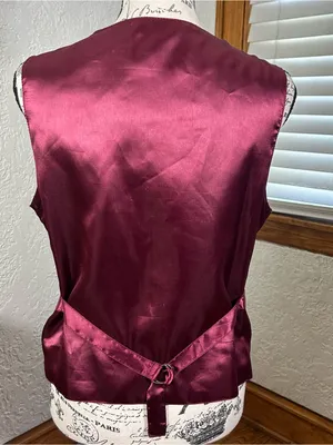 VTG 80’s 90’s Jane Ashley Burgundy Leather Satin Snap Front Vest BOHO Size S thumbnail 3