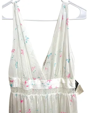 NWT Vintage 90s Gilead Cottagecore Dainty Floral‎ White Maxi Dress Babydoll M thumbnail 1