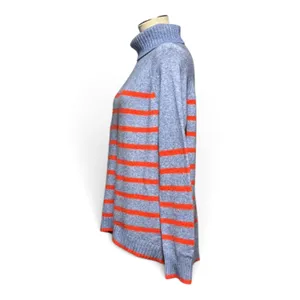 J.Crew Wool Alpaca Turtleneck Sweater Blue Orange XL thumbnail 3