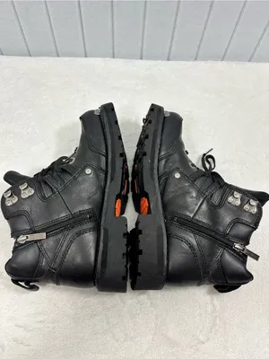 Harley-Davidson Black Leather Lace-Up Motorcycle Boots with Metal Accents Size 9 thumbnail 8