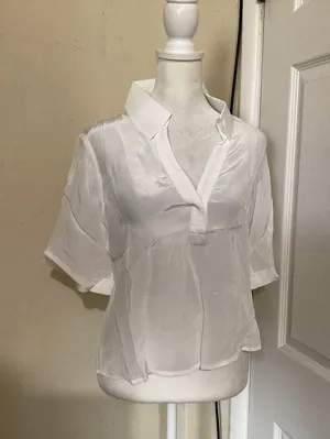 J. Crew NWT Bungalow Popover Top Crepe De Chine Ivory Viscose Minimalist XS thumbnail 2