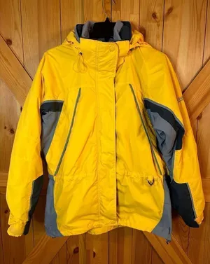 Columbia Fire Ridge Yellow Removable Hood Midweight Vintage Ski Jacket medium (4 thumbnail 1