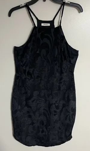 Belinda USA Velvet Burnout Dress Halter Style Black Size Medium Vintage 90s‎ thumbnail 1